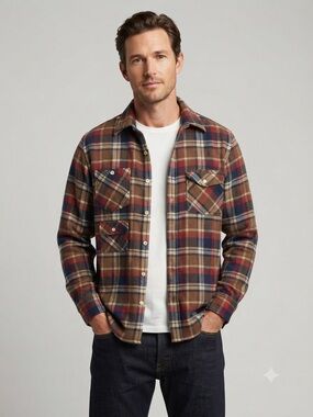 Threads 4 Thought Sustainable Organic Cotton Plaid Flannel Shirt Men's Size L